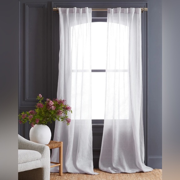 NWOT QUINCE Set Of 4 48x84 European Linen Sheer Curtains White 6398